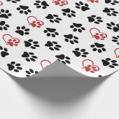 Patroon van poten, zwarte poten, rode poten, harte cadeaupapier (Hoek)