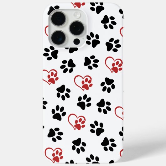 Patroon van poten, zwarte poten, rode poten, harte Case-Mate iPhone case (Achterkant)