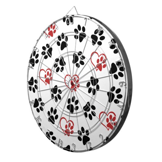 Patroon van poten, zwarte poten, rode poten, harte dartbord (Voorkant Rechts)