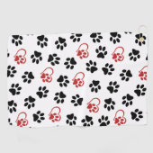 Patroon van poten, zwarte poten, rode poten, harte golfhanddoek (Horizontaal)