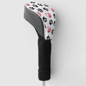 Patroon van poten, zwarte poten, rode poten, harte golfheadcover (Schuin)