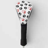 Patroon van poten, zwarte poten, rode poten, harte golfheadcover (Voorkant)