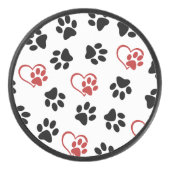 Patroon van poten, zwarte poten, rode poten, harte hockey puck (Voorkant)