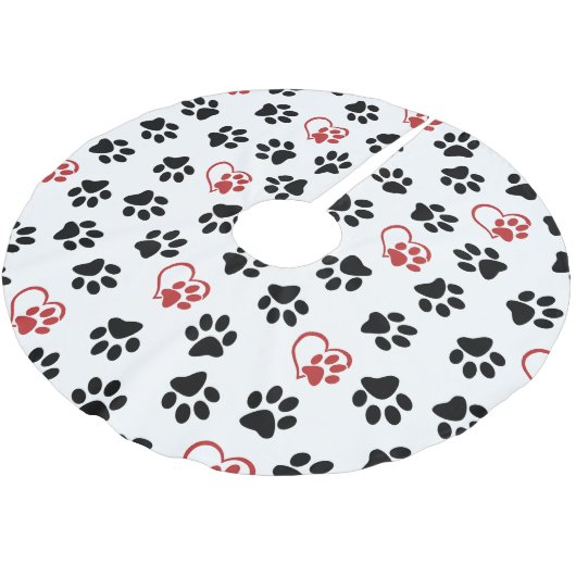 Patroon van poten, zwarte poten, rode poten, harte kerstboom rok (Gekanteld)