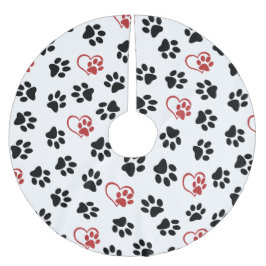 Patroon van poten, zwarte poten, rode poten, harte kerstboom rok