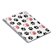 Patroon van poten, zwarte poten, rode poten, harte notitieboek (Rechterzijde)