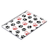 Patroon van poten, zwarte poten, rode poten, harte notitieboek (Linkerzijde)