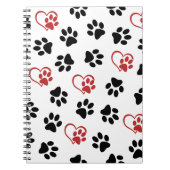 Patroon van poten, zwarte poten, rode poten, harte notitieboek (Voorkant)