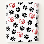 Patroon van poten, zwarte poten, rode poten, harte notitieboek (Achterkant)