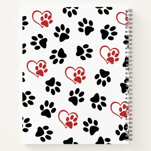 Patroon van poten, zwarte poten, rode poten, harte notitieboek (Achterkant)