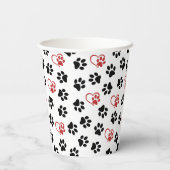 Patroon van poten, zwarte poten, rode poten, harte papieren bekers (Achterkant)