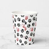 Patroon van poten, zwarte poten, rode poten, harte papieren bekers (Rechts)