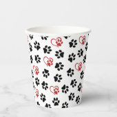 Patroon van poten, zwarte poten, rode poten, harte papieren bekers (Voorkant)