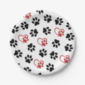 Patroon van poten, zwarte poten, rode poten, harte papieren bordje (Voorkant)