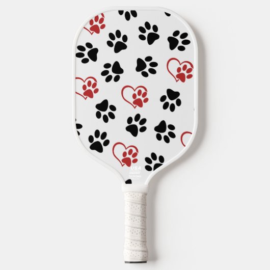 Patroon van poten, zwarte poten, rode poten, harte pickleball paddle (Voorkant)