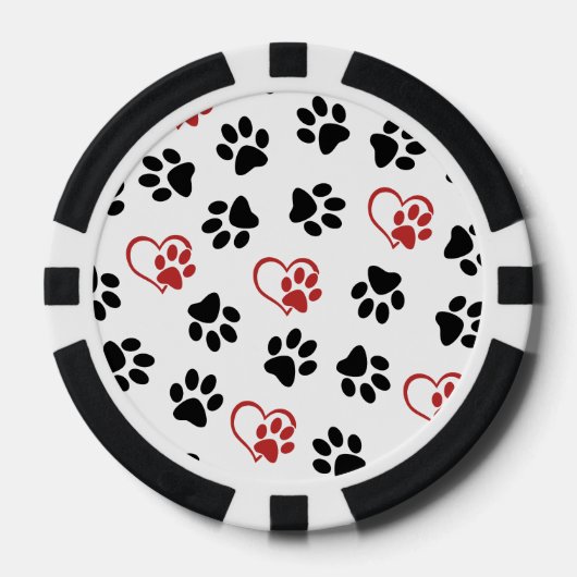 Patroon van poten, zwarte poten, rode poten, harte poker chips (Voorkant)