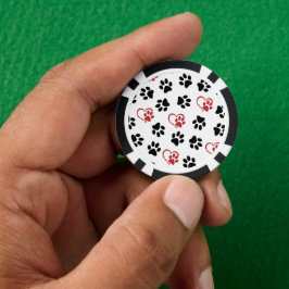 Patroon van poten, zwarte poten, rode poten, harte poker chips