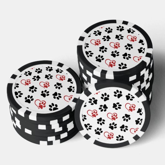 Patroon van poten, zwarte poten, rode poten, harte poker chips (Opstapeling)