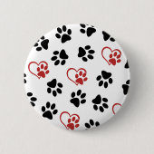 Patroon van poten, zwarte poten, rode poten, harte ronde button 5,7 cm (Voorkant)