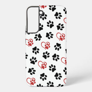 Patroon van poten, zwarte poten, rode poten, harte samsung galaxy hoesje