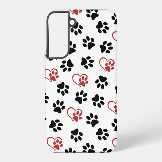 Patroon van poten, zwarte poten, rode poten, harte samsung galaxy hoesje (Achterkant)