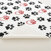 Patroon van poten, zwarte poten, rode poten, harte sherpa deken (3/4)