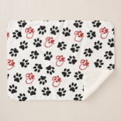 Patroon van poten, zwarte poten, rode poten, harte sherpa deken (Voorkant (horizontaal))