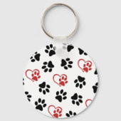 Patroon van poten, zwarte poten, rode poten, harte sleutelhanger (Voorkant)