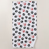 Patroon van poten, zwarte poten, rode poten, harte strandlaken (Voorkant)