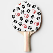 Patroon van poten, zwarte poten, rode poten, harte tafeltennisbatje (Achterkant)