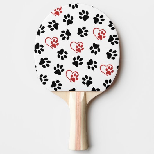 Patroon van poten, zwarte poten, rode poten, harte tafeltennisbatje (Voorkant)