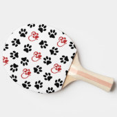 Patroon van poten, zwarte poten, rode poten, harte tafeltennisbatje (Zijkant)