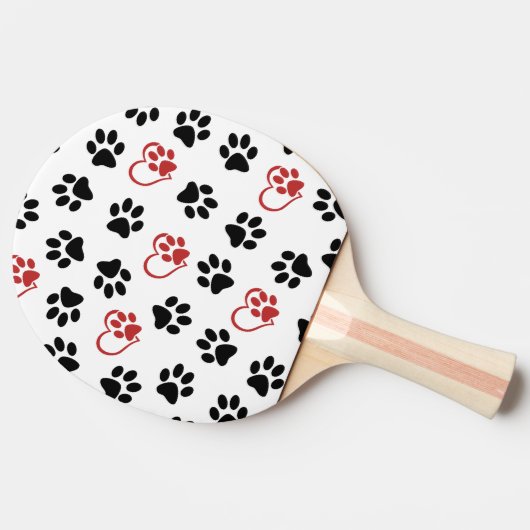 Patroon van poten, zwarte poten, rode poten, harte tafeltennisbatje (Zijkant)