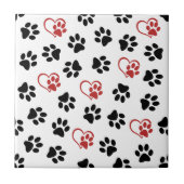 Patroon van poten, zwarte poten, rode poten, harte tegeltje (Voorkant)