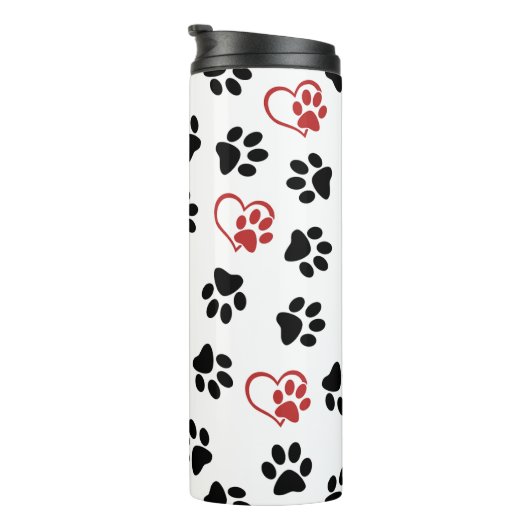 Patroon van poten, zwarte poten, rode poten, harte thermosbeker (Geroteerd rechts)