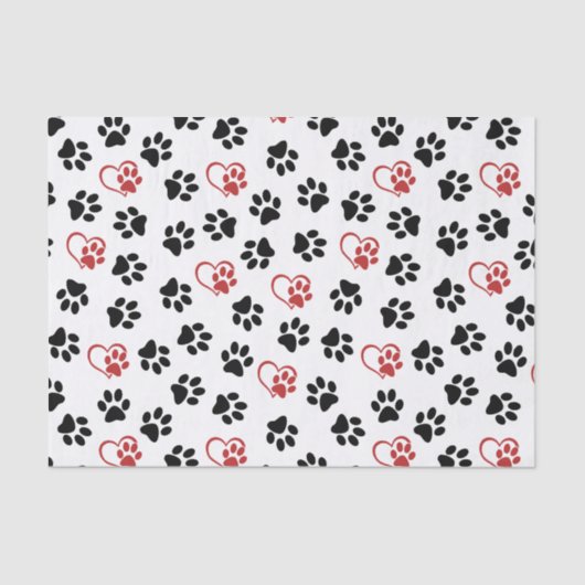 Patroon van poten, zwarte poten, rode poten, harte tissuepapier (Voorkant)