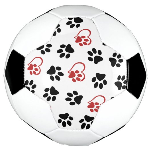 Patroon van poten, zwarte poten, rode poten, harte voetbal (Gedraaid)