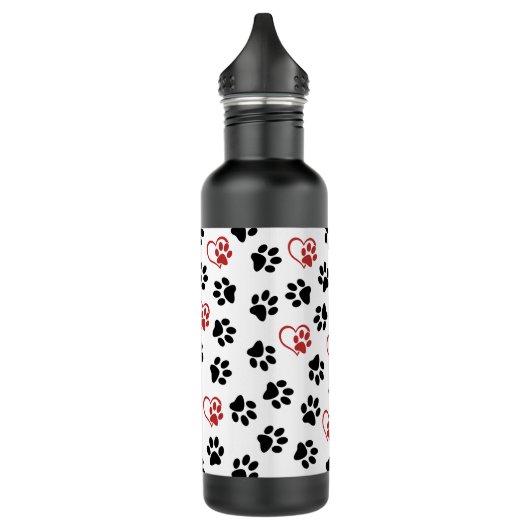 Patroon van poten, zwarte poten, rode poten, harte waterfles  (Links)