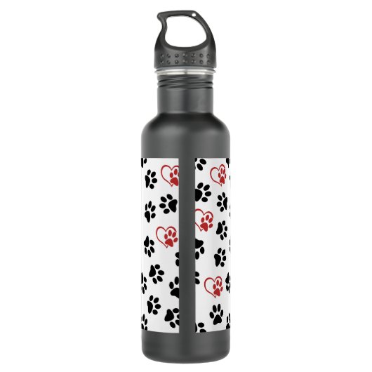 Patroon van poten, zwarte poten, rode poten, harte waterfles  (Achterkant)