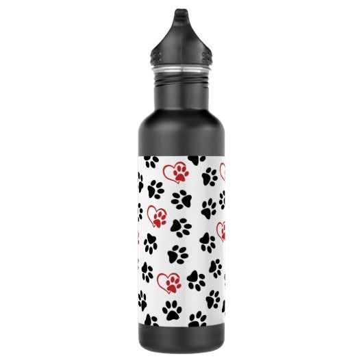 Patroon van poten, zwarte poten, rode poten, harte waterfles  (Rechts)