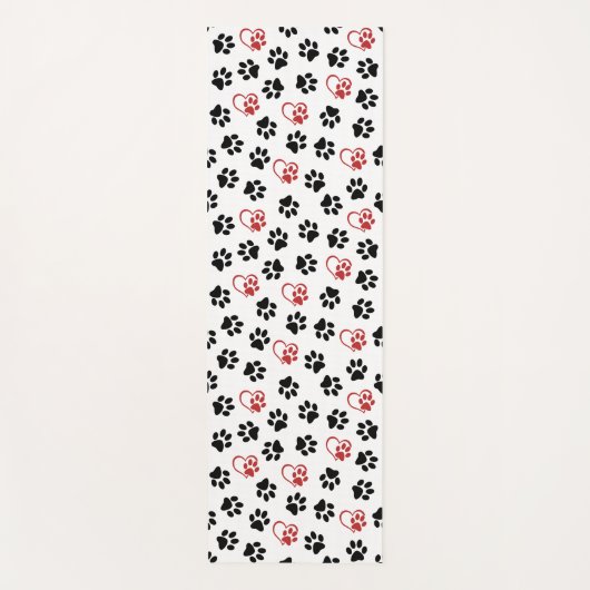 Patroon van poten, zwarte poten, rode poten, harte yogamat (Voorkant)