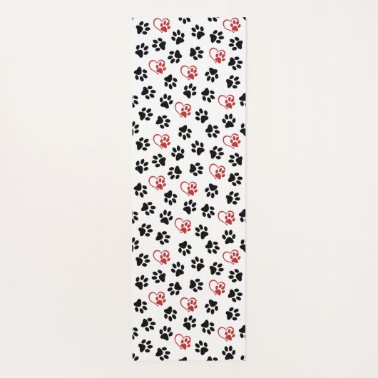 Patroon van poten, zwarte poten, rode poten, harte yogamat (Achterkant)