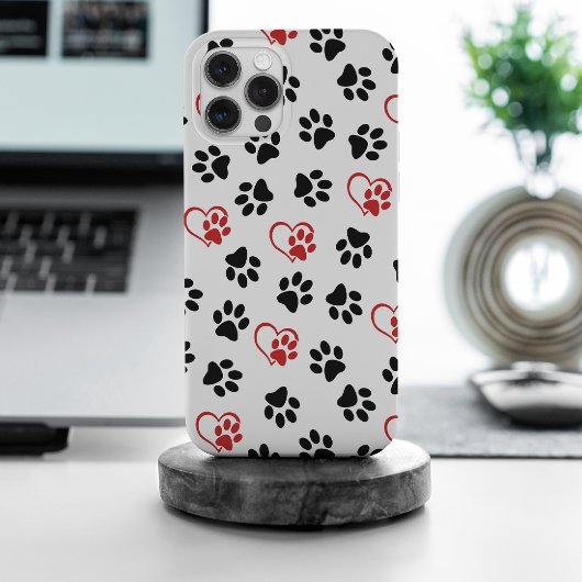 Patroon van poten, Zwarte poten, Rode poten, Hartj iPhone Hoesje