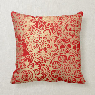 Patroon van Red and Gold Mandala Kussen
