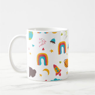 patroon van regenboog- en ruimtekinderen koffiemok