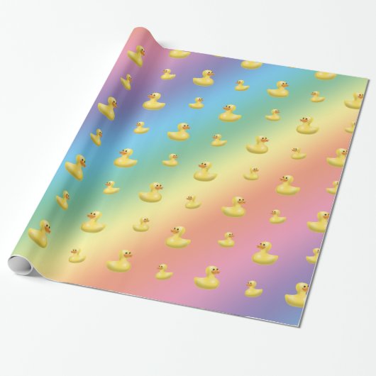 patroon van regenboogrubbereenden cadeaupapier (Uitgerold)