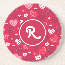 patroon van rode en witte Valentijnse haren Zandsteen Onderzetter