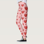 patroon van rode harten leggings (Links)