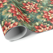 Patroon van rode poinsettia bloem cadeaupapier (Rol Hoek)