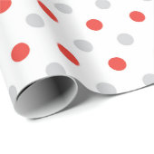 Patroon van rood en grijs met polka stippen cadeaupapier (Rol Hoek)